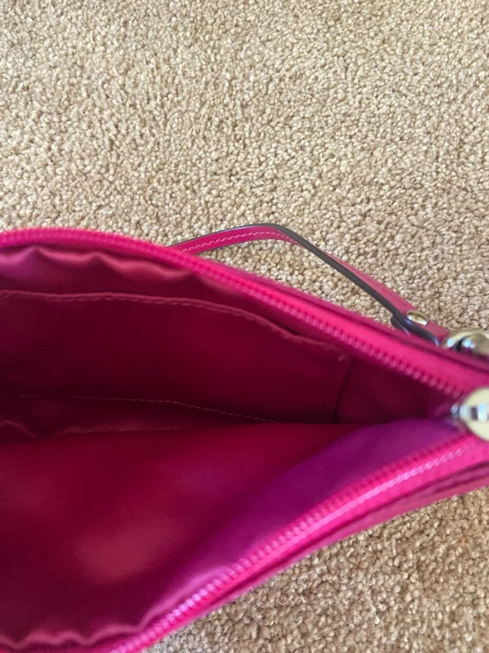 Coach 43461 Peyton Pink Signature Leather Trim Turn Lock pouchette